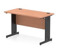 Impulse 1200x600mm Straight Desk Beech Top Black Cable Managed Leg