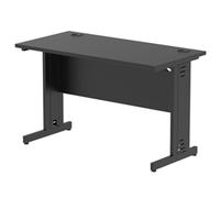 Impulse 1200 x 600mm Straight Office Desk Black Top Black Cable Managed Leg