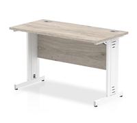Impulse 1200x600mm Straight Desk Grey Oak Top White Cable Managed Leg