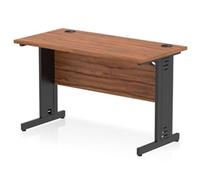 Impulse 1200x600mm Straight Desk Walnut Top Black Cable Managed Leg