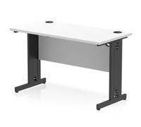 Impulse 1200x600mm Straight Desk White Top Black Cable Managed Leg