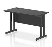 Impulse 1200 x 600mm Straight Office Desk Black Top Black Cantilever Leg