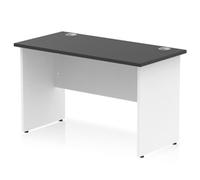 Impulse 1200x600mm Straight Office Desk Black Top White Panel End Leg