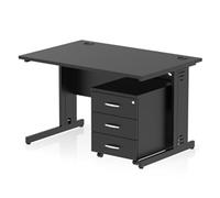Impulse 1200x800 Desk Black/Black Cable Managed Leg 3 Dr Mobile Ped