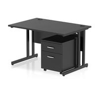 Impulse 1200x800 Desk Black/Black Cantilever Leg 2 Drawer Mobile Ped