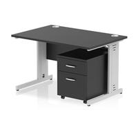 Impulse 1200x800 Desk Black/Silver Cable Managed Leg 2 Dr Mobile Ped