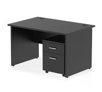 Impulse 1200x800 Desk Black Top Panel End 2 Drawer Mobile Ped