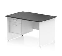 Impulse 1200x800 Desk Black/White Panel End Leg 1x2 Drawer Fixed Ped