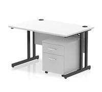 Impulse 1200x800 Desk Cantilever Leg White/Black 2 Drawer Mobile Ped