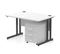Impulse 1200x800 Desk Cantilever Leg White/Black 3 Drawer Mobile Ped