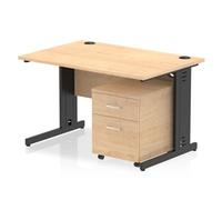 Impulse 1200x800 Desk Maple/Black Cable Managed 2 Drawer Mobile Ped