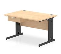 Impulse 1200x800 Desk Maple/Black Cable Managed Leg 1 Dr Fixed Ped