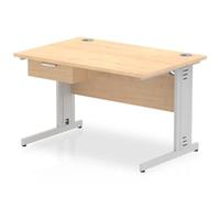 Impulse 1200x800 Desk Maple/Silver Cable Managed Leg 1 Dr Fixed Ped