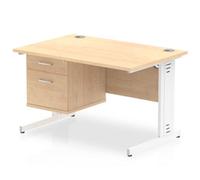 Impulse 1200x800 Desk Maple White Cable Managed Leg + Fixed Pedestal
