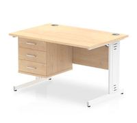 Impulse 1200mm Cable Managed Straight Desk With Fixed Pedestal