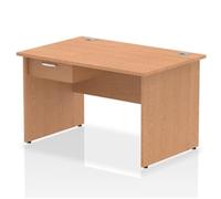 Impulse 1200x800 Desk Oak Top Panel End 1x1 Drawer Fixed Ped