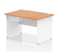 Impulse 1200x800 Desk Oak/White Panel End 1x1 Drawer Fixed Ped