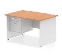 Impulse Bench 1200 X 800mm Straight Desk Oak Top White Panel End Leg with 1 X 2