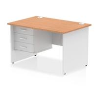 Impulse Bench 1200 X 800mm Straight Desk Oak Top White Panel End Leg with 1 X 3