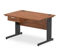 Impulse 1200x800 Desk Walnut/Black Cable Managed Leg 1 Dr Fixed Ped