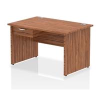 Impulse 1200x800 Desk Walnut Top Panel End 1x1 Drawer Fixed Ped