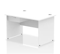 Impulse 1200x800 Desk White Top Panel End 1x1 Drawer Fixed Ped