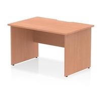 Impulse 1200 x 800mm Scalloped Edge Straight Office Desk Beech Top Panel End Leg