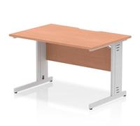 Impulse 1200 x 800mm Scalloped Edge Straight Office Desk Beech Top Silver Cable