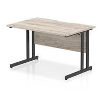 Impulse 1200x800 Scalloped Desk Grey Oak Top Black Cantilever Leg