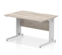 Impulse 1200x800 Scalloped Desk Grey Oak Top Silver Cable Managed Leg