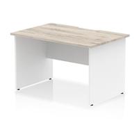 Impulse 1200x800 Scalloped Desk Grey Oak Top White Panel End Leg