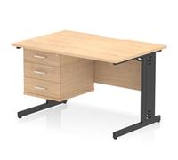 Impulse 1200 x 800mm Scalloped Edge Office Desk Maple Top Black Cable Managed Le