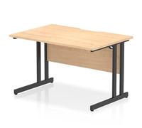 Impulse 1200 x 800mm Scalloped Edge Straight Office Desk Maple Top Black Cantile