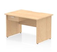 Impulse 1200 x 800mm Scalloped Edge Straight Office Desk Maple Top Panel End Leg