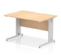 Impulse 1200x800 Scalloped Desk Maple Top Silver Cable Managed Leg