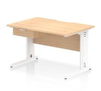 Impulse 1200 x 800mm Scalloped Edge Office Desk Maple Top White Cable Managed Le