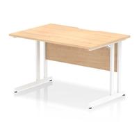 Impulse 1200x800 Scalloped Desk Maple Top White Cantilever Leg