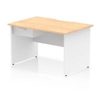 Impulse 1200 x 800mm Scalloped Edge Straight Office Desk Maple Top White Panel E