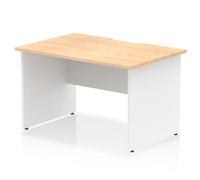 Impulse 1200 x 800mm Scalloped Edge Straight Office Desk Maple Top White Panel E