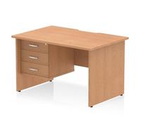 Impulse 1200x800 Scalloped Desk Oak Top Panel End + 3D Ped