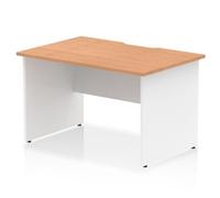 Impulse 1200x800 Scalloped Desk Oak Top White Panel End Leg