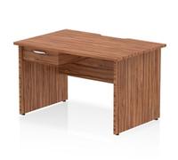 Impulse 1200x800 Scalloped Desk Walnut Top Panel End + 1D Ped