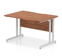 Impulse 1200x800 Scalloped Desk Walnut Top Silver Cantilever Leg