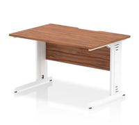 Impulse 1200x800 Scalloped Desk Walnut Top White Cable Managed Leg