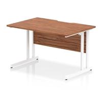 Impulse 1200x800 Scalloped Desk Walnut Top White Cantilever Leg
