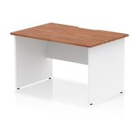 Impulse 1200x800 Scalloped Desk Walnut Top White Panel End Leg