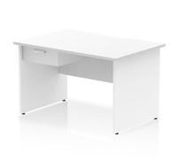 Impulse 1200 x 800mm Scalloped Edge Straight Office Desk White Top Panel End Leg