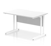 Impulse 1200x800 Scalloped Desk White Top White Cantilever Leg