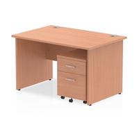 Impulse 1200x800mm Desk Beech Top Panel End Leg and Mobile Ped
