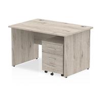 Impulse 1200x800mm Desk Grey Oak Top Panel End Leg and Mobile Ped